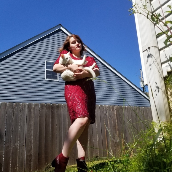 1980s Vintage Sequined Dress by Mark & John by Sam - Picture 2 of 4